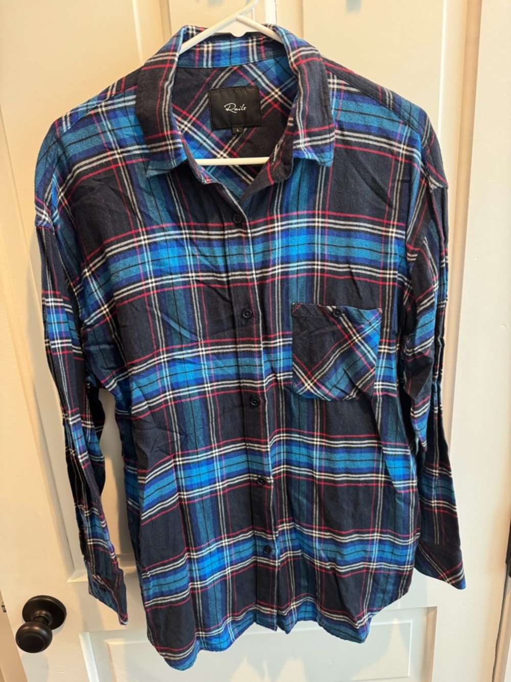 Rails Blue and Black Plaid Button-Down Shirt
